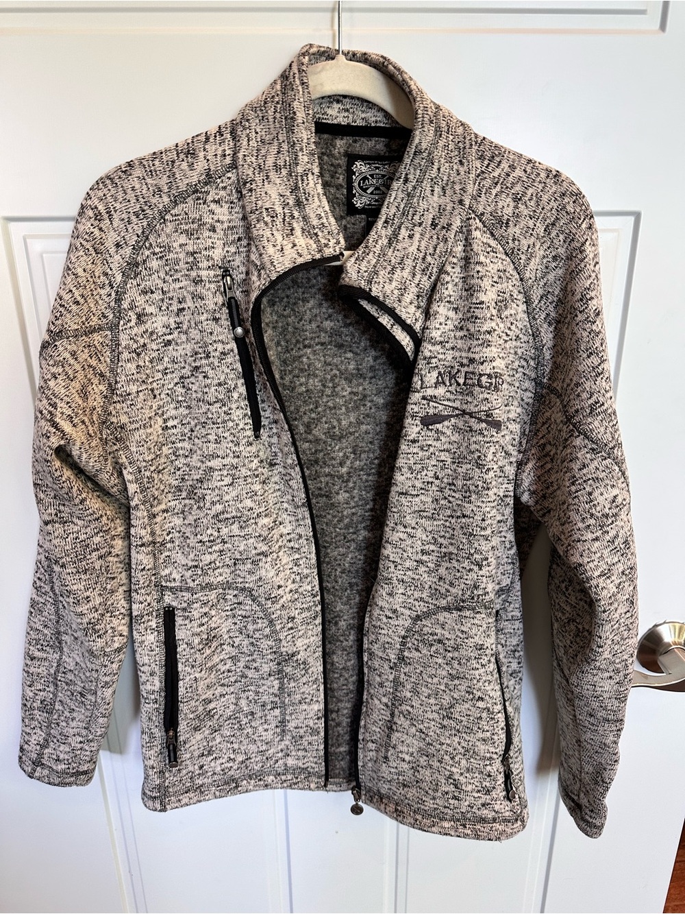 Lake Girl Women's Gray Marled Jacket Large Pockets